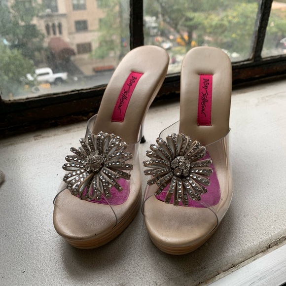 betsey johnson clear heels